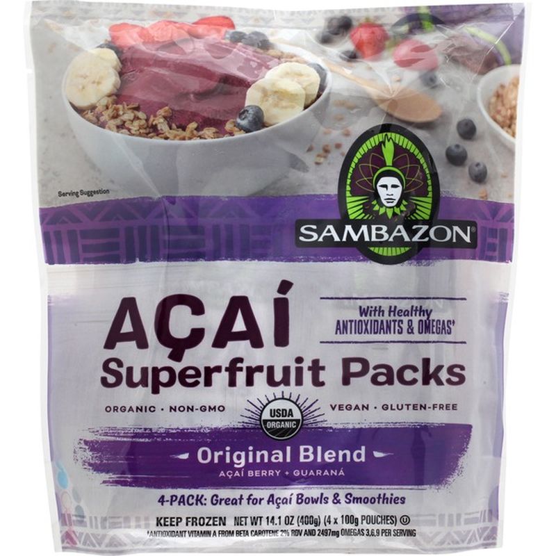 Sambazon Superfruit Packs, Acai, Original Blend (3.53 Oz) From Gelson's ...