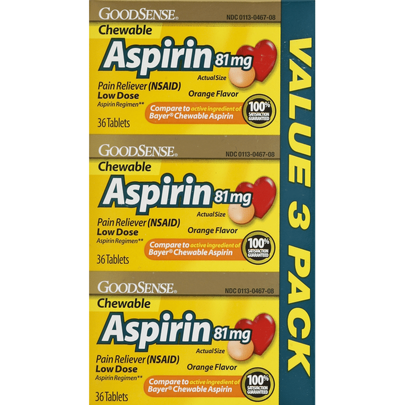 GoodSense 81 mg Orange Chewable Aspirin (108 each) Instacart