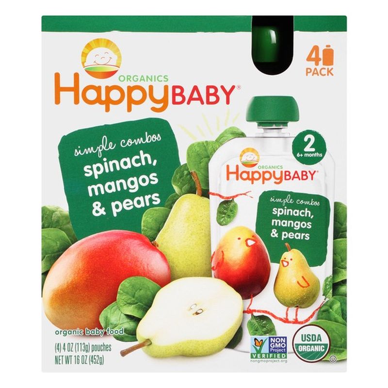 Happy Baby Simple Combos Organic Stage 2 Pears, Mango & Spinach Baby
