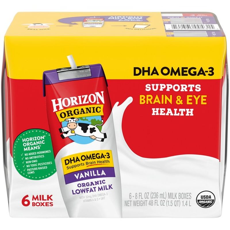 Horizon Organic DHA Omega 3 Vanilla Lowfat Milk (48 fl oz ...