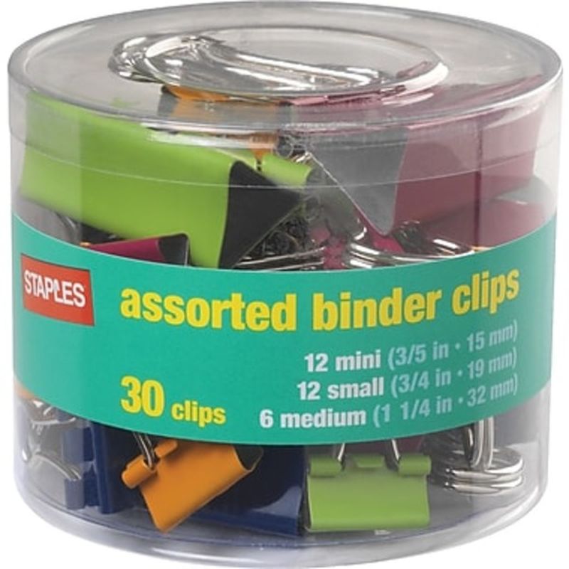 Staples Classic Colors & Sizes Binder Clips in Tub (30 ct) Instacart
