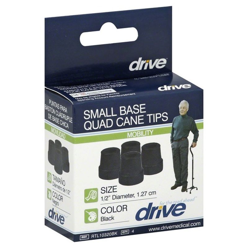Drive Cane Tips, Quad, Small Base, Black (4 each) Instacart