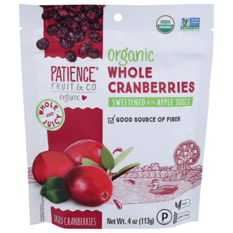 Patience Fruit & Co Organic Dried Whole Cranberries Sweetened With