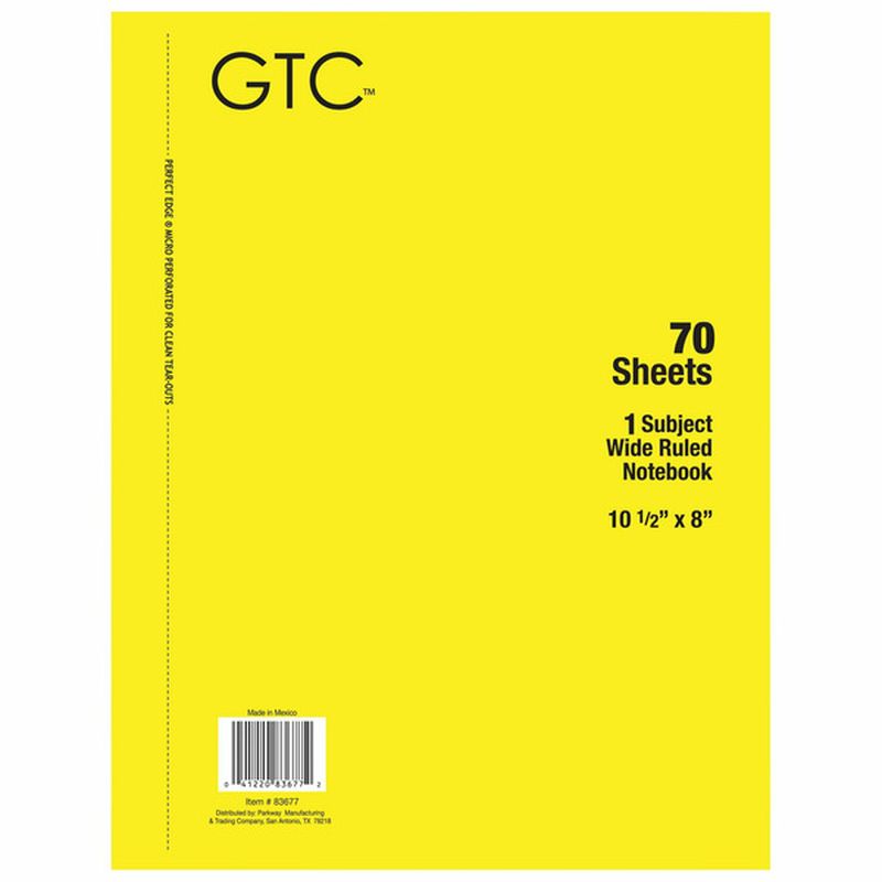 GTC 1-Subject Wide Ruled Notebook
