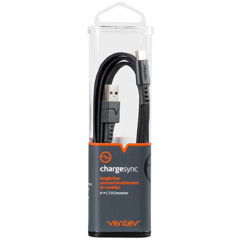 Ventev 3' Black Type A to C Charge Sync USB Cable