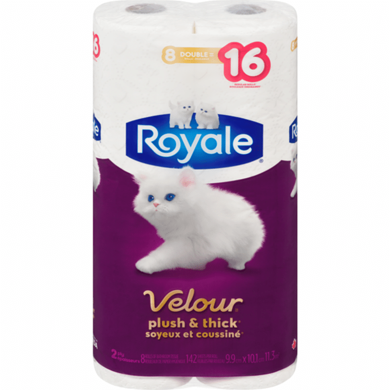 Royale 142Sheets Double Rolls Velour Plush & Thick Toilet Paper (8 ct