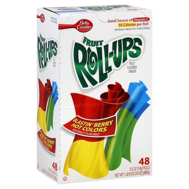 Fruit Roll Ups Fruit Flavored Snacks, Blastin' Berry Hot Colors (48 ct ...