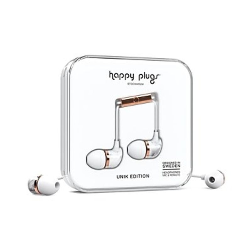 Happy Plugs White Marble In Ear Wired Headphones With Mic