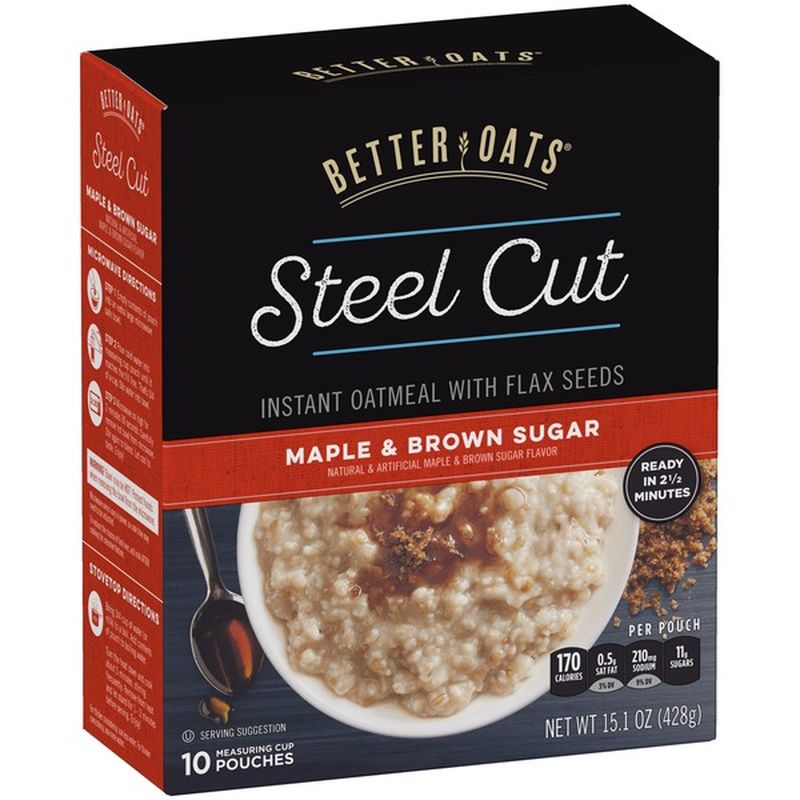 Better Oats Steel Cut Maple & Brown Sugar Oatmeal (15.1 oz ...