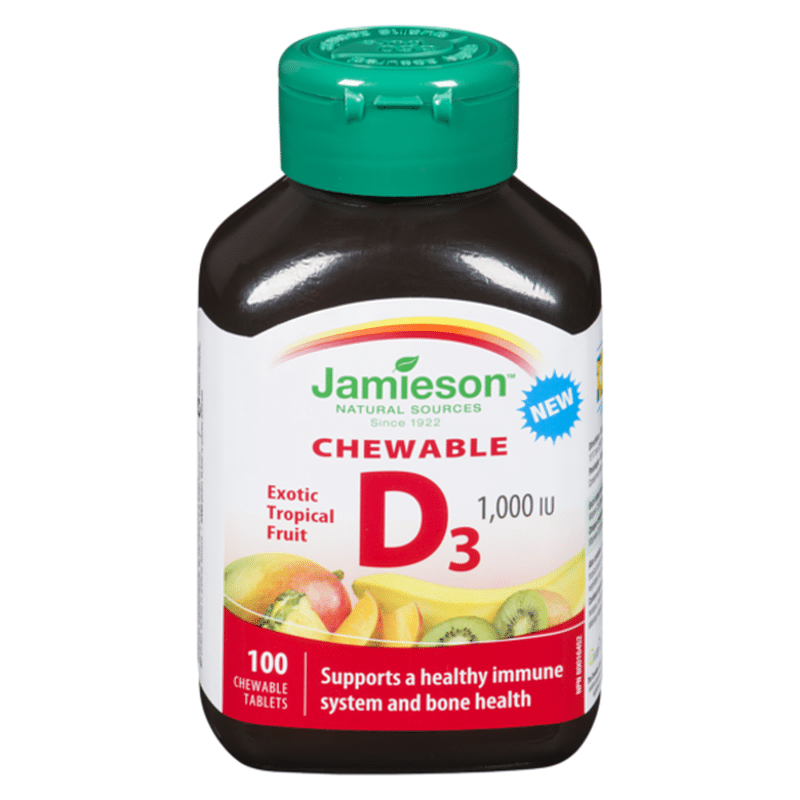 Jamieson Vitamin D3 1000IU Soft Chews Tropical (100 ct) Instacart