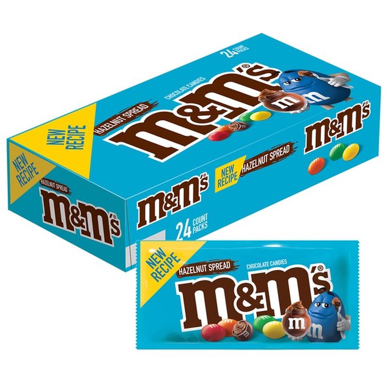 M&M's Hazelnut Spread Singles Size Chocolate Candy s Pouch Box (1.35 oz