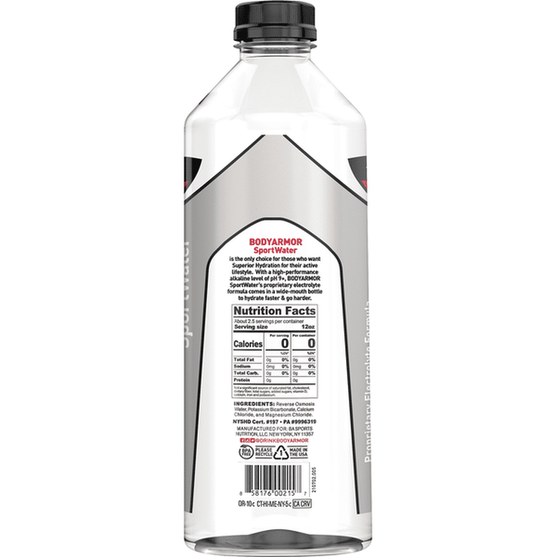 BodyArmor Sport Water, Alkaline, Proprietary Electrolyte Formula, pH 9