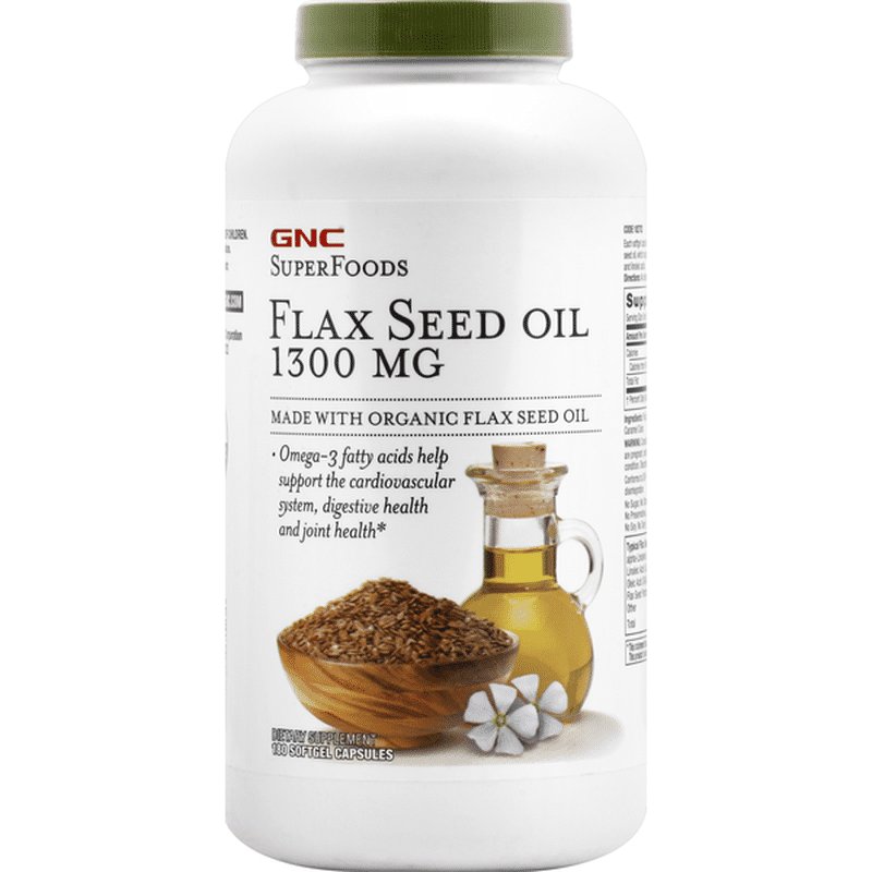 GNC Flax Seed Oil, 1300 mg, Softgel Capsules (180 each) Instacart