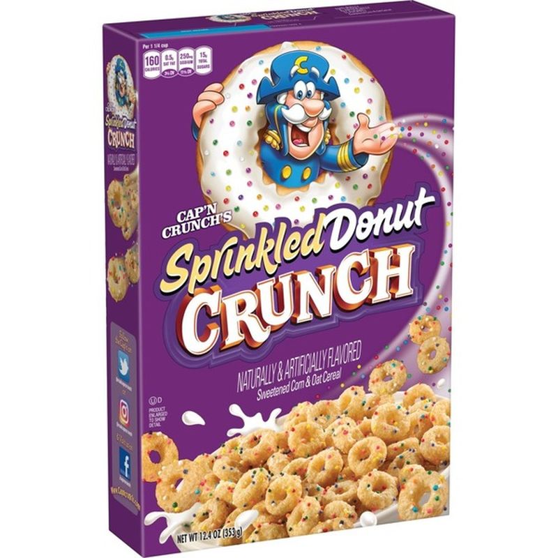 Cap'N Crunch Sprinkled Donut Crunch Sweetened Corn & Oat Cereal (12.4 ...