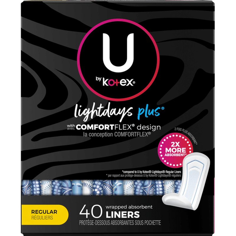 U by KotexSuper Premium Lightdays PLUS Liners (40 each) Instacart