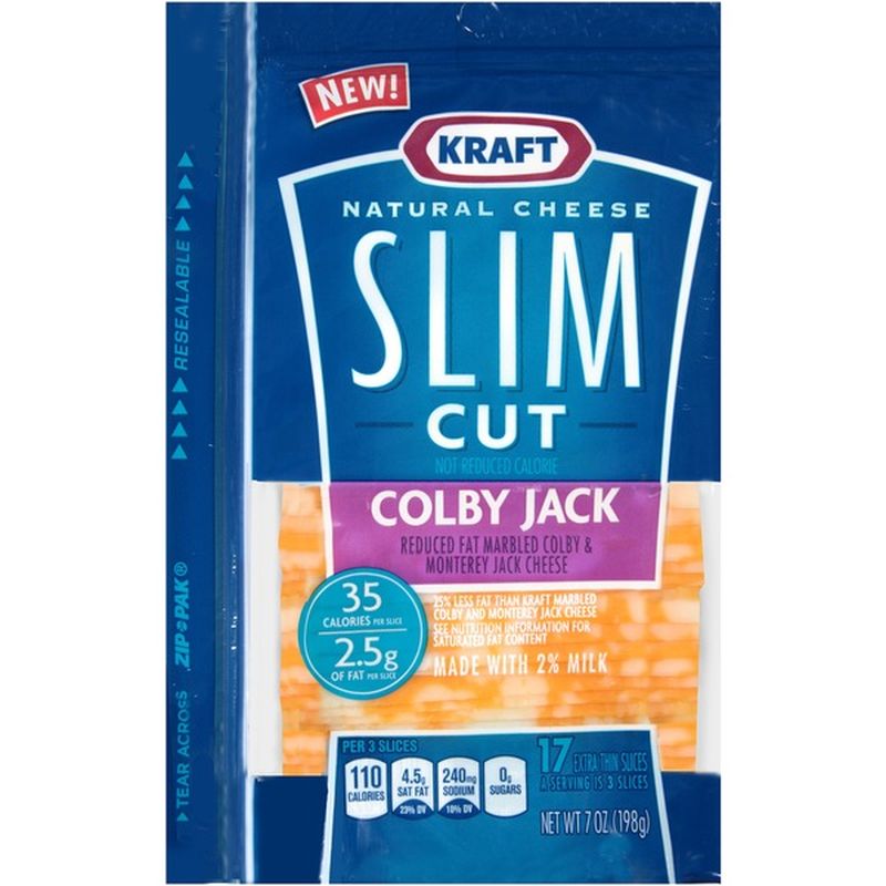 Kraft Natural Slices Slim Cut Colby Jack Cheese Slices Made with 2% ...