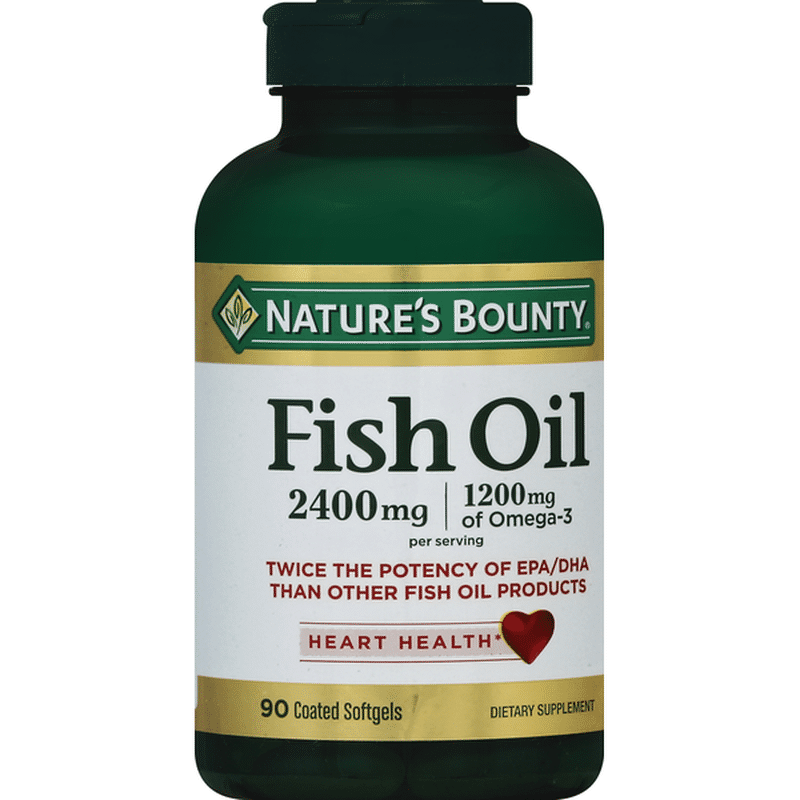 Nature's Bounty Fish Oil, 2400 mg, Coated Softgels (90 each) Instacart