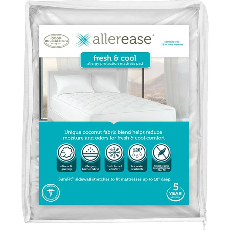 AllerEase Large Fresh & Cool Allergy Protection Mattress Pad