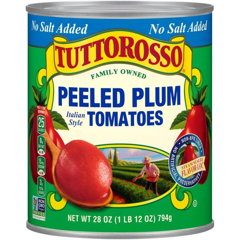 Tuttorosso Tomatoes No Salt Added Peeled Plum Italian Style Tomatoes