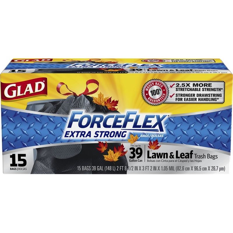 Glad Lawn & Leaf Bags, Drawstring, Extra Strong (39 gal) Instacart