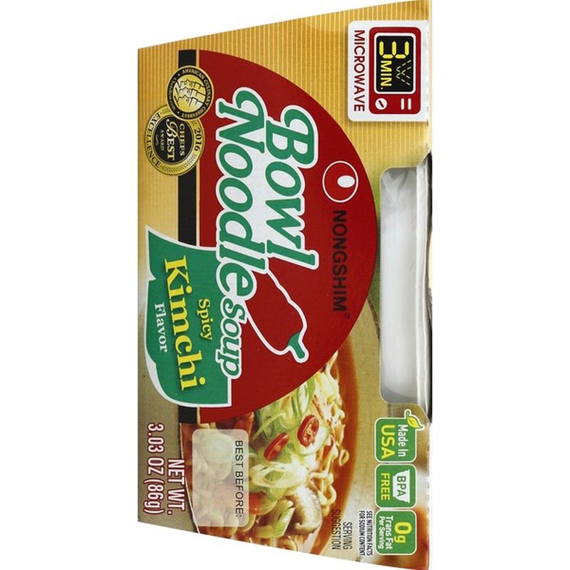 Nongshim Soup, Bowl Noodle, Spicy Kimchi Flavor (3.03 oz) from FoodMaxx