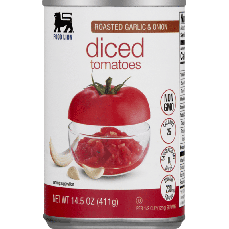 Food Lion Tomatoes, Diced, Roasted Garlic & Onion, Can (14.5 oz) from