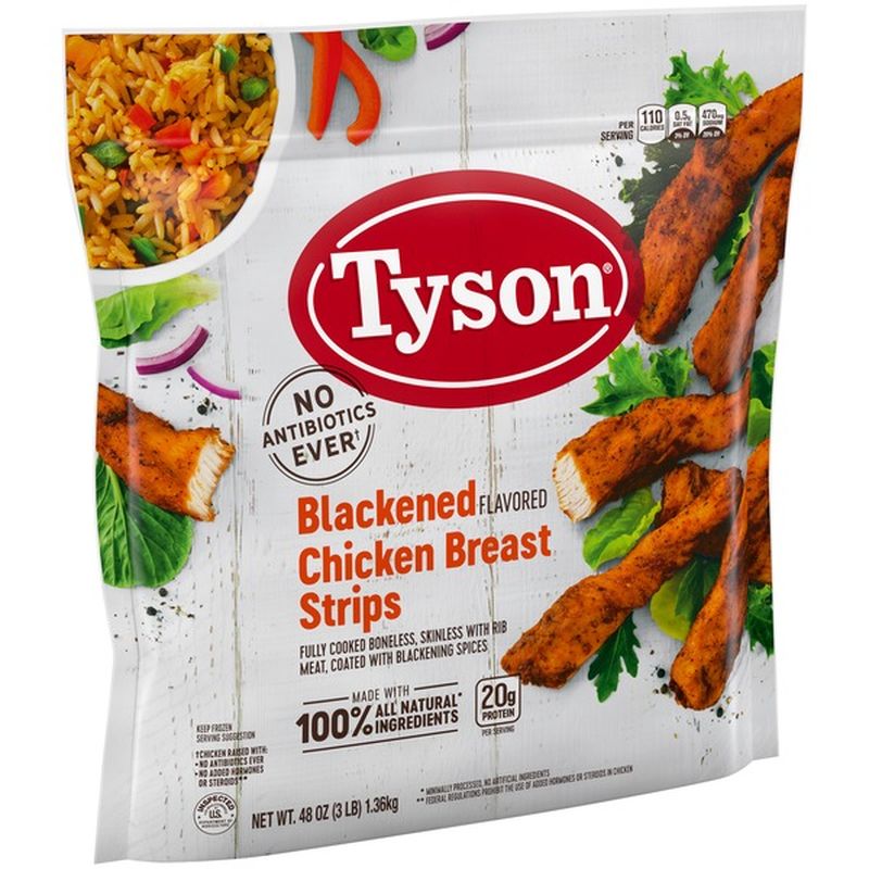 Tyson Grilled & Ready® Blackened Flavor Unbreaded Chicken Strips, 48 oz