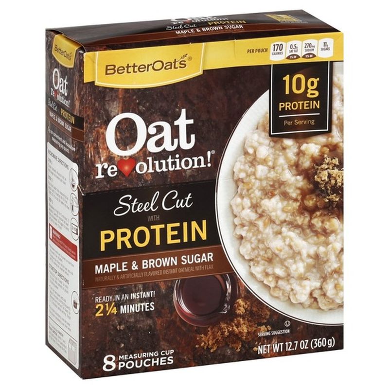 Better Oats Steel Cut Maple & Brown Sugar Instant Oatmeal with Flax