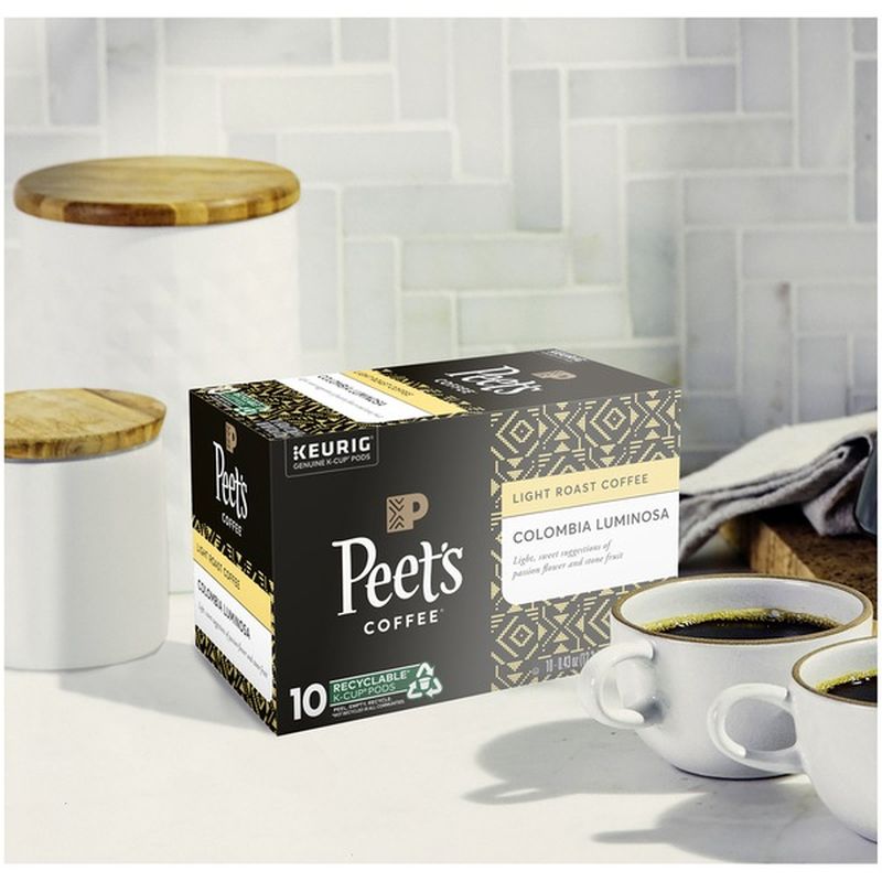 Peet's Coffee Columbia Luminosa Light Roast Coffee KCup Pods (4.3 oz