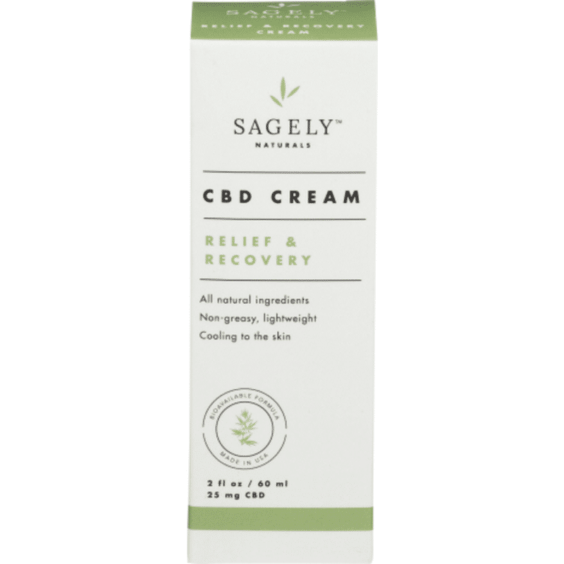 Sagely Naturals CBD Cream, Relief & Recovery, 25 mg (2 oz ...