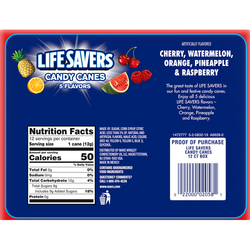 LifeSavers Candy Canes, Assorted, 5 Flavors (12 each) Instacart