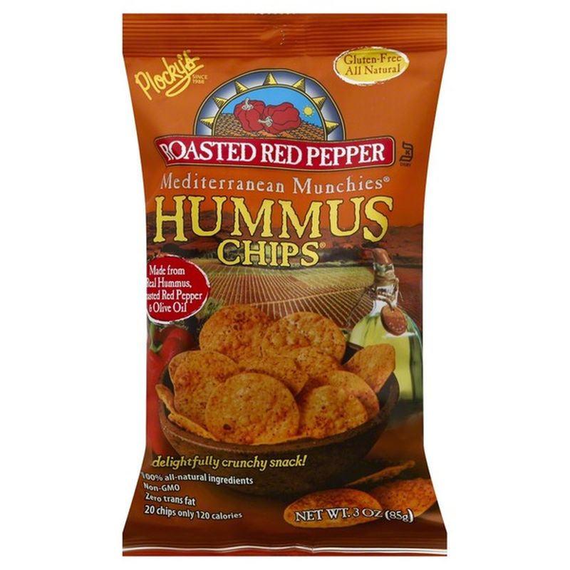 Plockys Chips, Hummus, Roasted Red Pepper, Gluten Free, Bag (3 oz