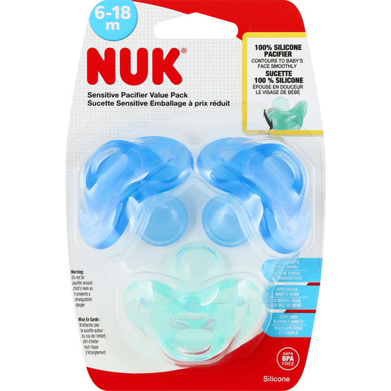 Nuk Pacifier Sensitive 100 Silicone 6 18 Months Value Pack 3 Each Instacart