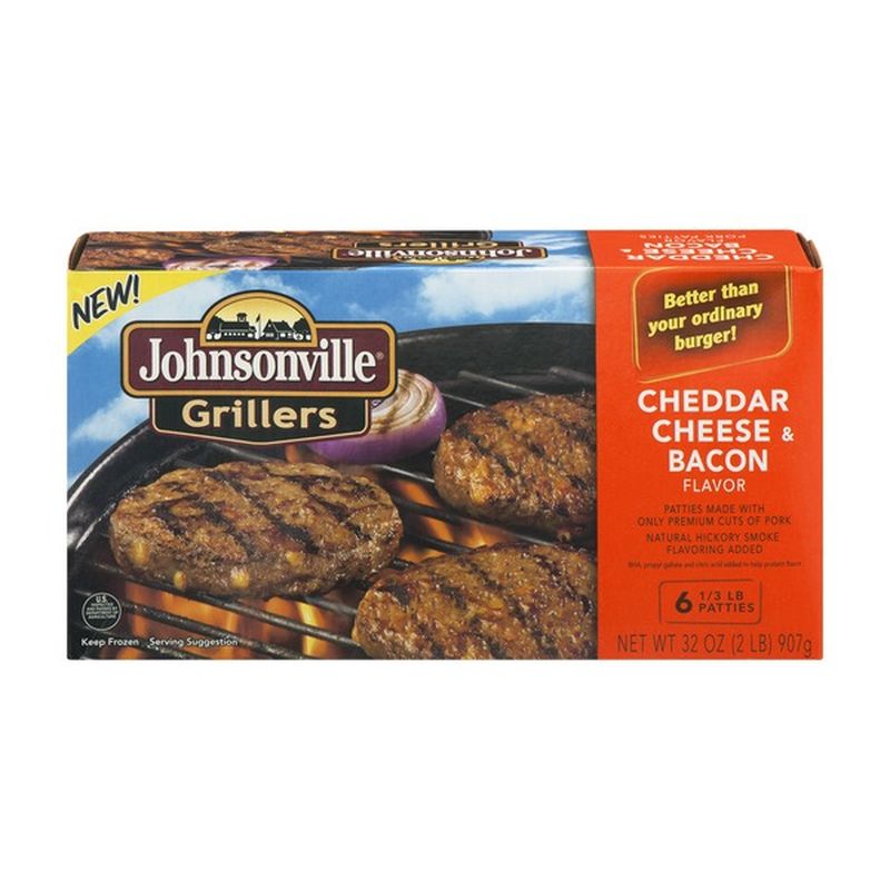 Johnsonville Grillers Cheddar Cheese & Bacon Flavor Patties 6 CT (32