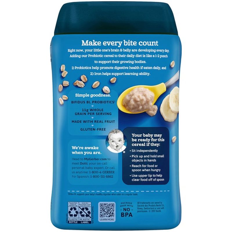 Gerber Probiotic Oatmeal & Banana Baby Cereal (227 g) - Instacart