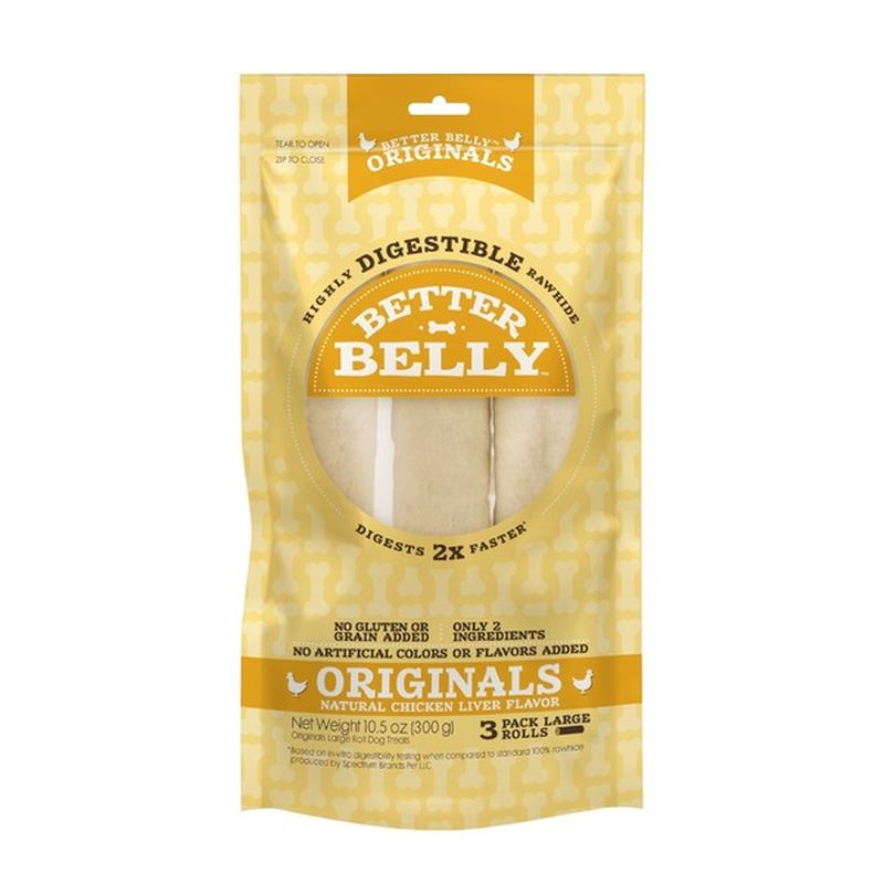 Better Belly Highly Digestible Chicken Flavored Rawhide Dog Roll Chews