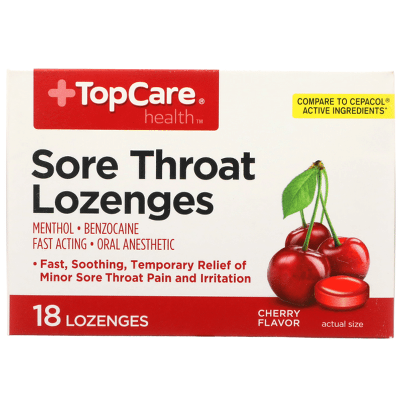 TopCare Sore Throat Menthol, Benzocaine Fast Acting Oral Anesthetic ...