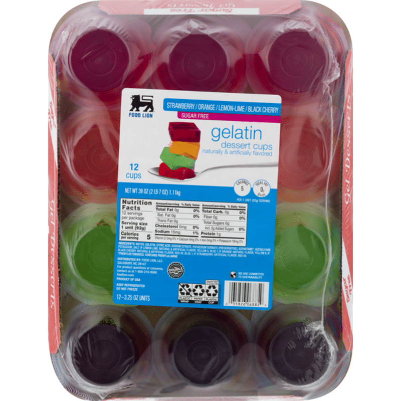 Food Lion Gelatin Dessert, Strawberry/Orange/LemonLime/Black Cherry