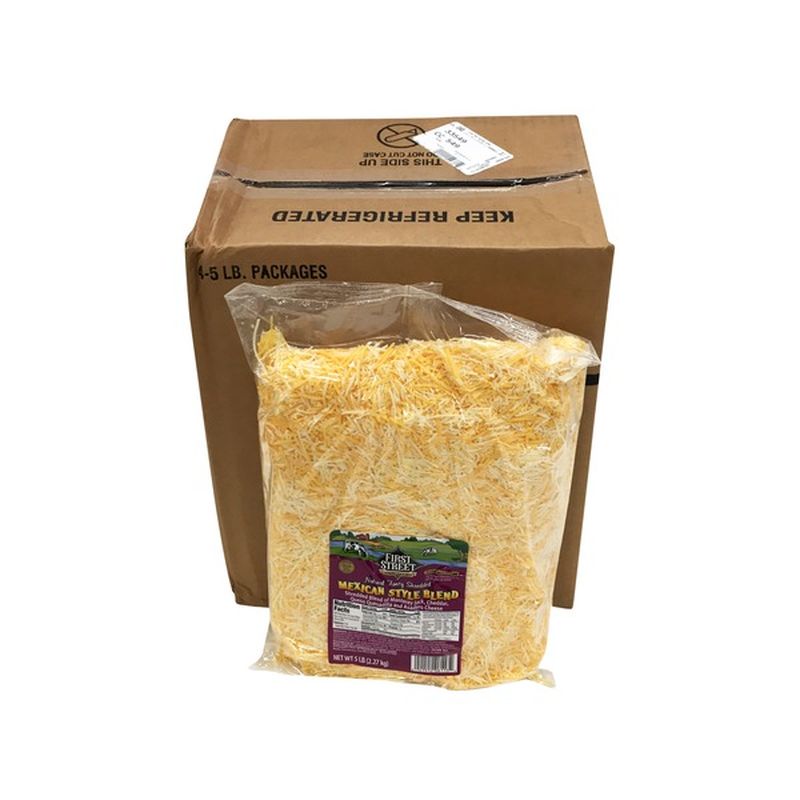 First Street Mexican Style Blend, Fancy Shredded Monterey Jack, Cheddar