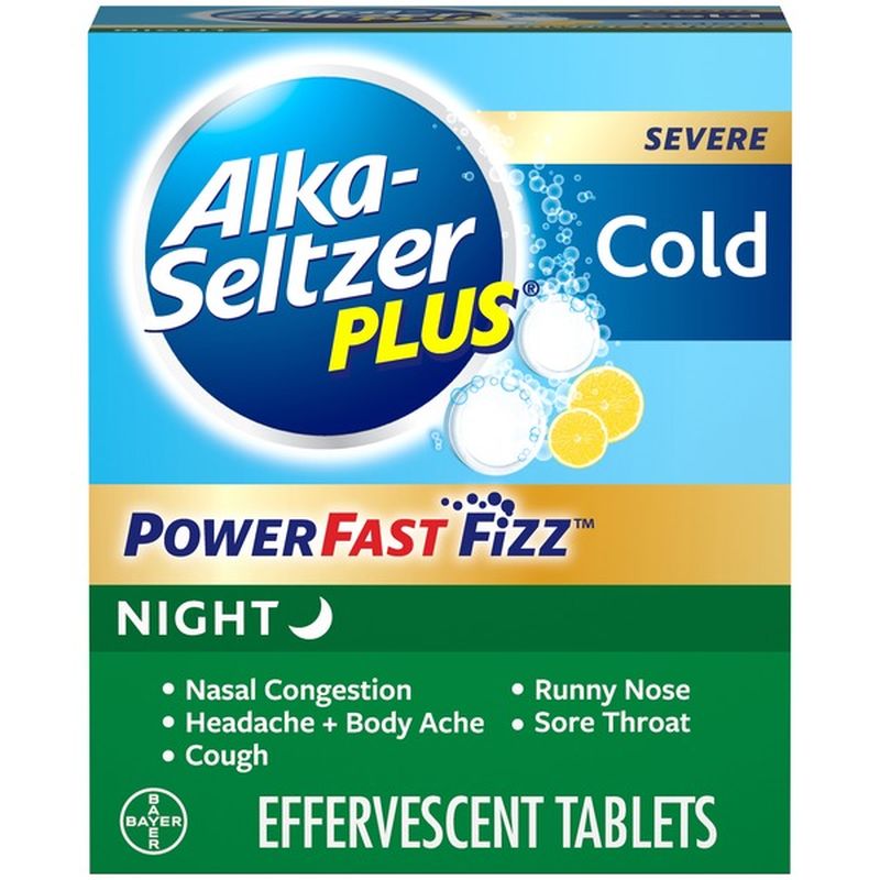 Alka-Seltzer Plus Severe Cold, Night, Effervescent Tablets, Lemon (20 ...