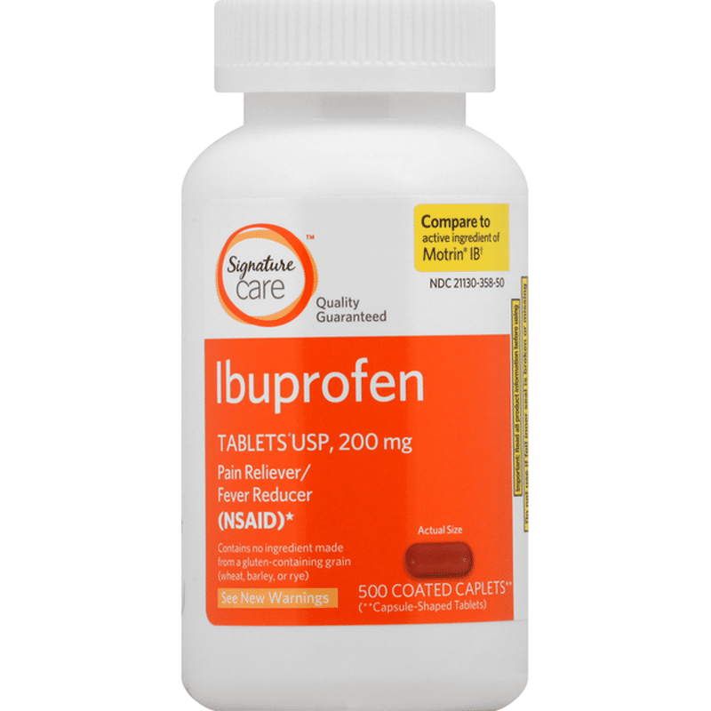 Signature Care Ibuprofen, 200 mg, Coated Caplets (500 each) Instacart