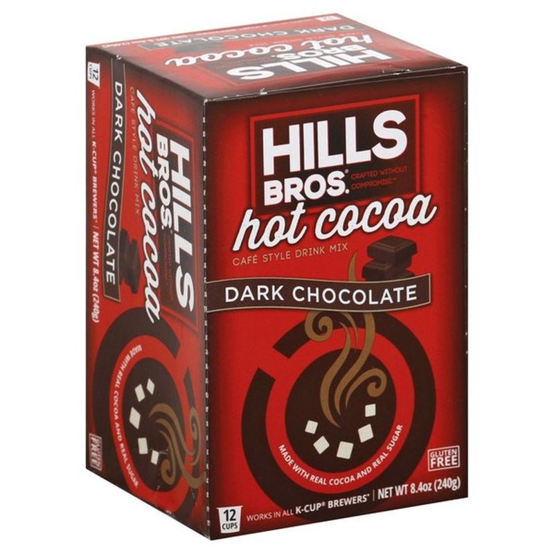 Hills Bros Hot Cocoa Dark Chocolate Single Serve Cups Café Style Drink