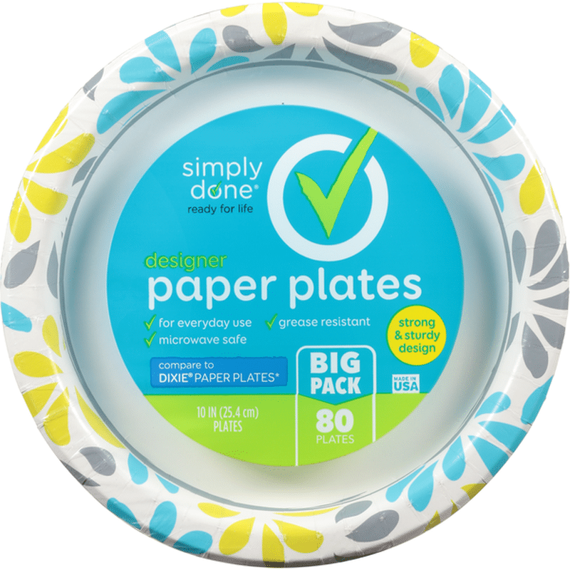 Simply Done Paper Plates, Designer, 10 Inch, Big Pack (80 each) - Instacart