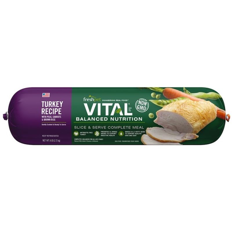 Freshpet Vital Balanced Nutrition Turkey, Veg & Rice Fresh Dog Food (6