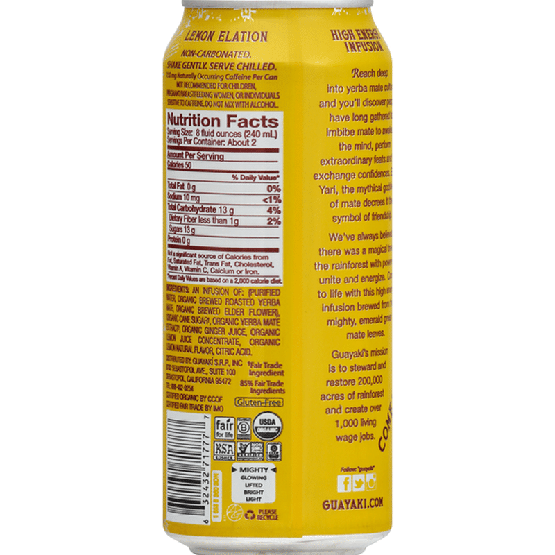 Guayaki Yerba Mate Lemon Elation 15 5 Oz Instacart