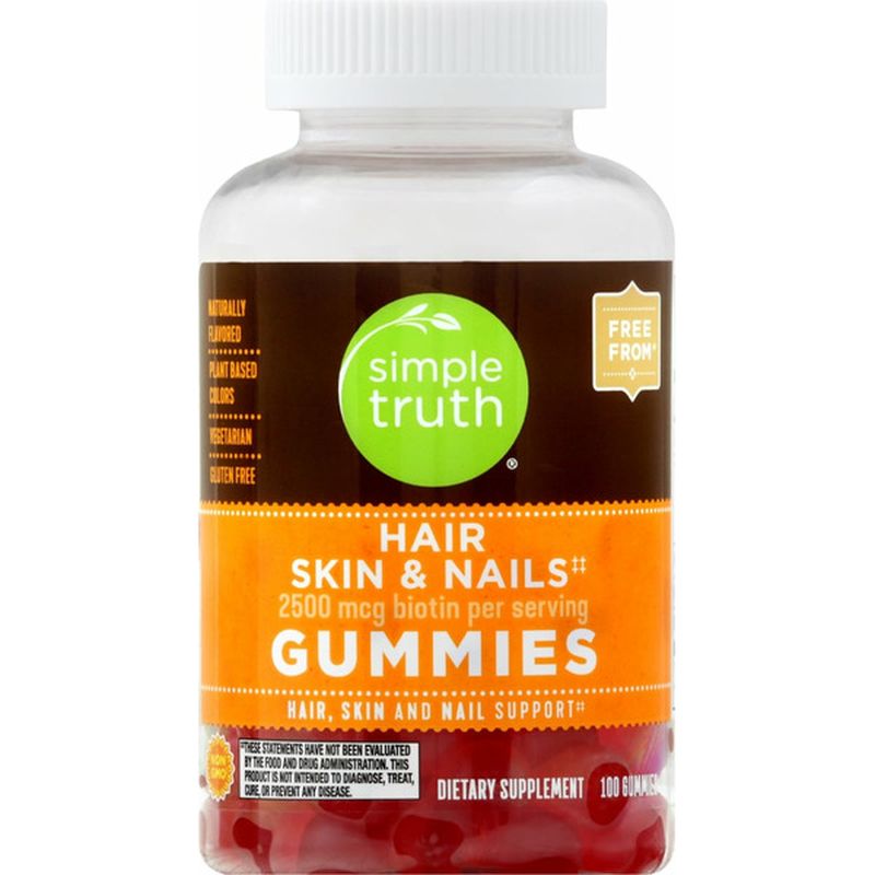 Simple Truth Hair Skin & Nail Support 2500 Mcg Biotin Dietary Supplement Gummies