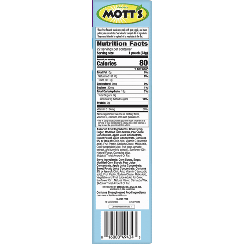 Mott’s Assorted Berry Fruit Snacks, Gluten Free (17.6 oz) Instacart