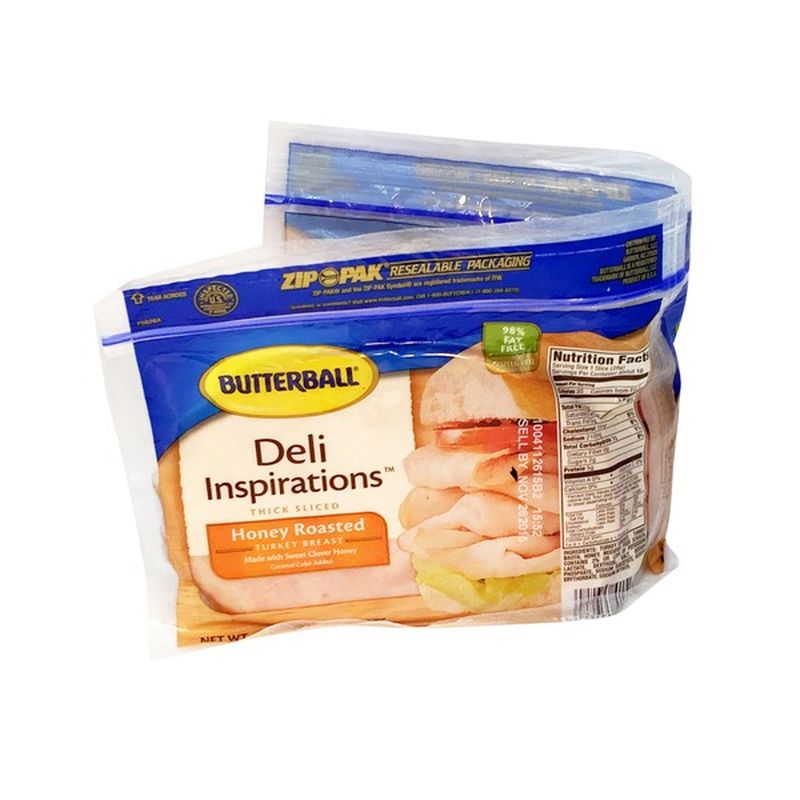 Butterball Deli Inspirations Thick Sliced Honey Roasted Turkey Breast ...