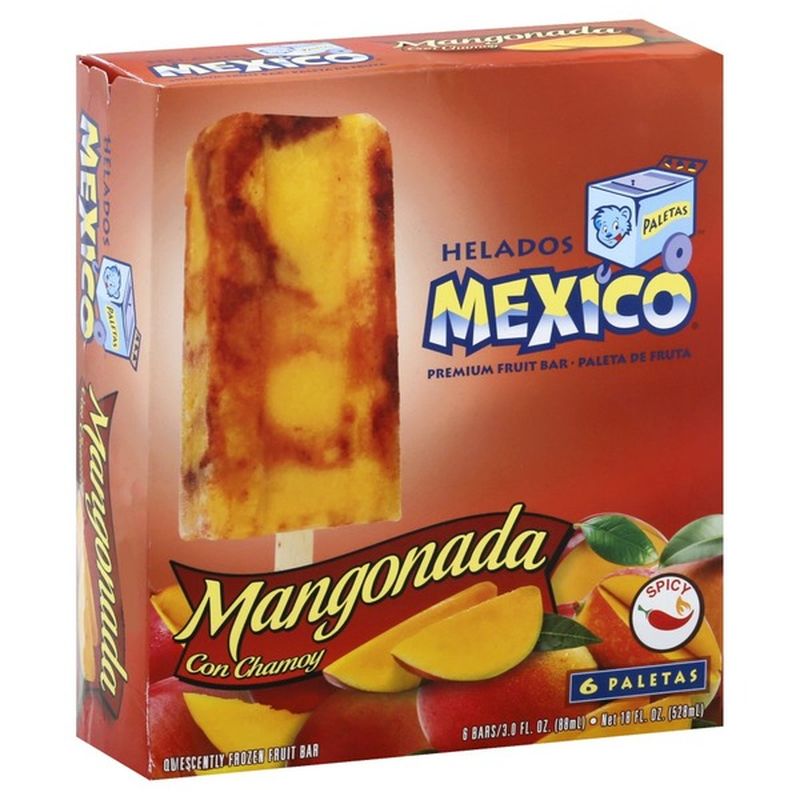 Helados Mexico Frozen Fruit Bar, Premium, Mangonada, Spicy (6 each