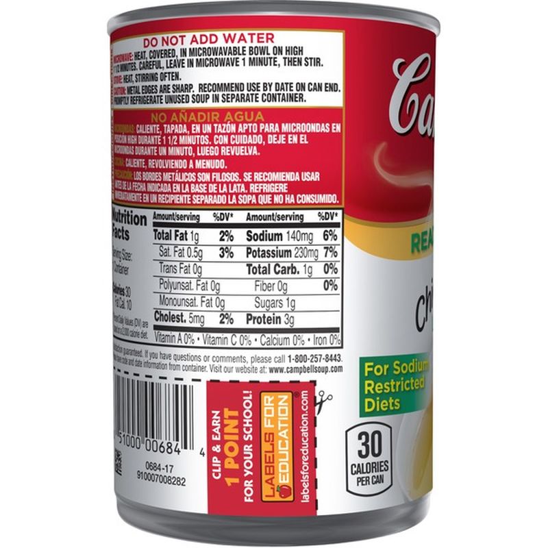 Campbell's® Ready-to-Serve Low Sodium Chicken Broth (10.5 oz) - Instacart